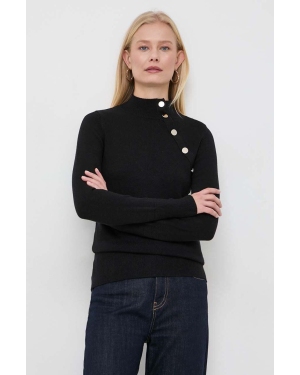 Morgan sweter damski kolor czarny lekki z półgolfem
