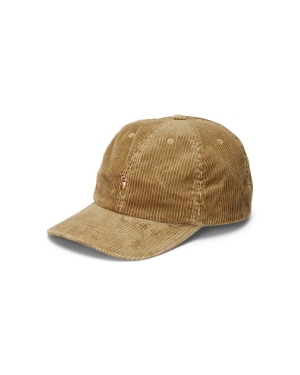 Polo Ralph Lauren czapka z daszkiem bawełniana dziecięca kolor brązowy gładka
