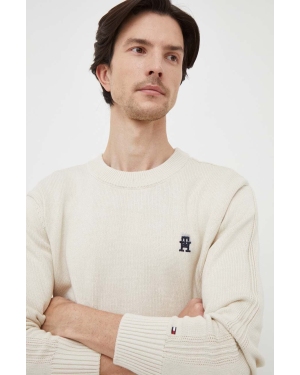 Tommy Hilfiger sweter bawełniany kolor beżowy lekki MW0MW33505