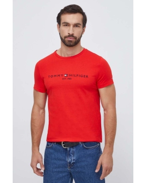 Tommy Hilfiger t-shirt bawełniany kolor czerwony z aplikacją MW0MW11797