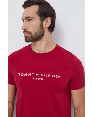 Tommy Hilfiger t-shirt bawełniany kolor bordowy z aplikacją MW0MW11797