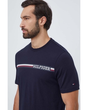 Tommy Hilfiger t-shirt bawełniany męski kolor granatowy z nadrukiem MW0MW33688
