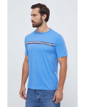 Tommy Hilfiger t-shirt bawełniany męski kolor niebieski z nadrukiem MW0MW33688