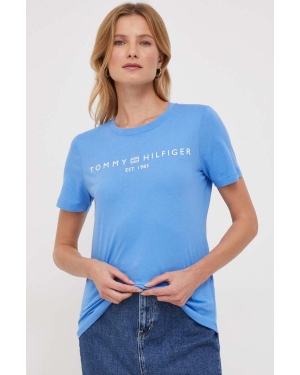Tommy Hilfiger t-shirt bawełniany damski kolor niebieski WW0WW40276