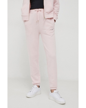 Tommy Hilfiger spodnie dresowe kolor różowy gładkie