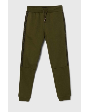 Tommy Hilfiger spodnie dresowe dziecięce kolor zielony z aplikacją