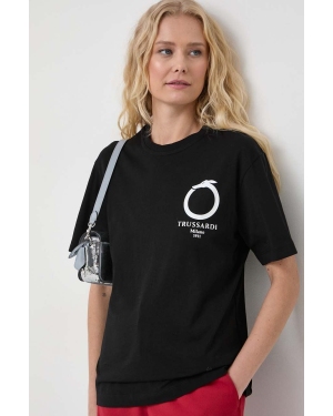 Trussardi t-shirt bawełniany damski kolor czarny