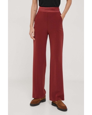 United Colors of Benetton spodnie damskie kolor bordowy szerokie high waist