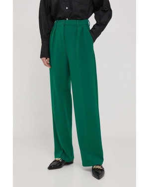 United Colors of Benetton spodnie damskie kolor zielony proste high waist
