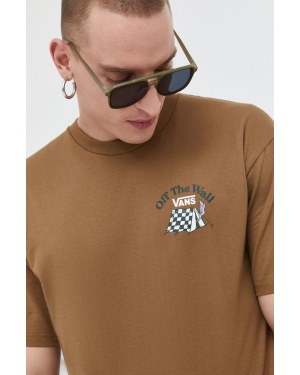Vans t-shirt bawełniany męski kolor brązowy z nadrukiem