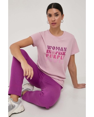 Marella t-shirt bawełniany damski kolor różowy