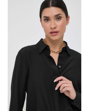 Marella bluzka jedwabna kolor czarny gładka