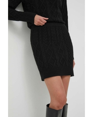 Sisley spódnica wełniana kolor czarny mini ołówkowa