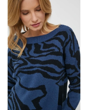 Sisley sweter z domieszką wełny damski kolor niebieski