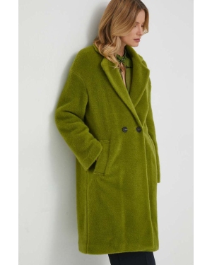 Sisley płaszcz damski kolor zielony przejściowy oversize
