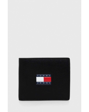 Tommy Jeans portfel skórzany męski kolor czarny AM0AM12086