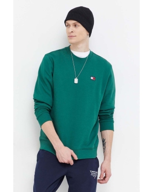 Tommy Jeans bluza bawełniana męska kolor zielony gładka DM0DM17986