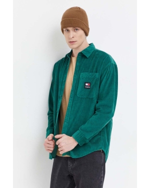 Tommy Jeans koszula sztruksowa kolor zielony relaxed z kołnierzykiem klasycznym DM0DM18324