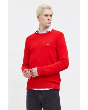 Tommy Jeans sweter bawełniany kolor czerwony