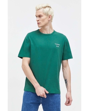 Tommy Jeans t-shirt bawełniany męski kolor zielony z aplikacją DM0DM18872