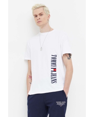 Tommy Jeans t-shirt bawełniany męski kolor biały z aplikacją DM0DM18295