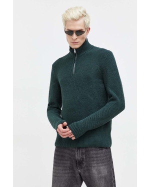 Abercrombie & Fitch sweter męski kolor zielony z półgolfem