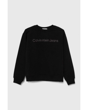 Calvin Klein Jeans bluza dziecięca kolor czarny z aplikacją