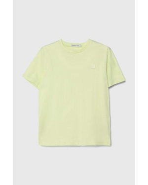 Calvin Klein Jeans t-shirt bawełniany dziecięcy kolor zielony gładki