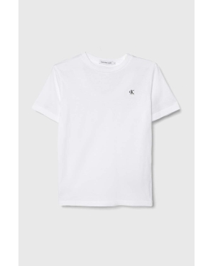 Calvin Klein Jeans t-shirt bawełniany dziecięcy kolor biały gładki