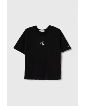 Calvin Klein Jeans t-shirt bawełniany dziecięcy kolor czarny