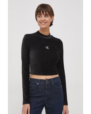 Calvin Klein Jeans longsleeve damski kolor czarny z półgolfem