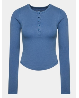 BDG Urban Outfitters T-Shirt Henley Ls Tee 75260075 Niebieski Slim Fit