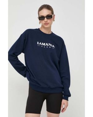 La Mania bluza damska kolor granatowy z nadrukiem