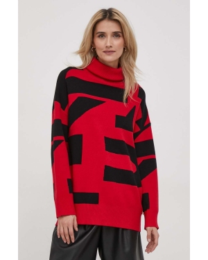 Artigli sweter damski kolor czerwony z golfem