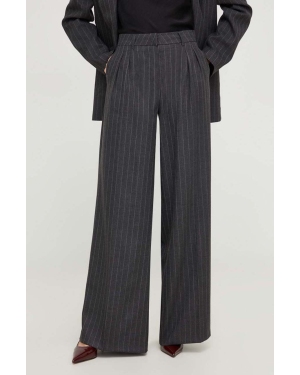Answear Lab spodnie z wełną kolor szary szerokie high waist
