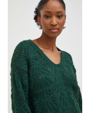 Answear Lab sweter z wełną kolor zielony ciepły