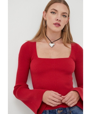 Hollister Co. sweter damski kolor czerwony lekki