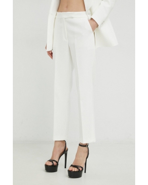 Ivy Oak spodnie damskie kolor biały proste high waist