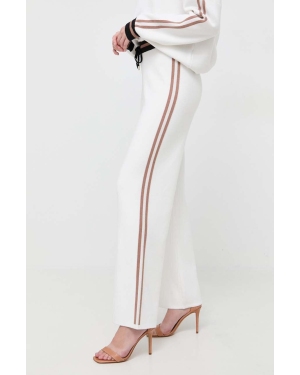 Liu Jo spodnie damskie kolor beżowy dzwony high waist