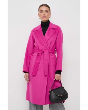 Liu Jo płaszcz wełniany kolor fioletowy przejściowy dwurzędowy