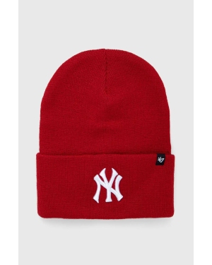47brand czapka MLB New York Yankees kolor czerwony z cienkiej dzianiny