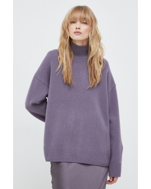 Samsoe Samsoe sweter wełniany KEIKS damski kolor fioletowy ciepły z półgolfem F23400132