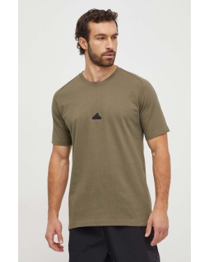 adidas t-shirt bawełniany Z.N.E męski kolor zielony z aplikacją