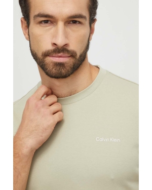 Calvin Klein t-shirt bawełniany kolor zielony gładki