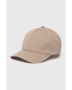 Calvin Klein czapka z daszkiem bawełniana kolor beżowy wzorzysta