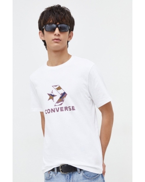 Converse t-shirt bawełniany męski kolor biały z nadrukiem