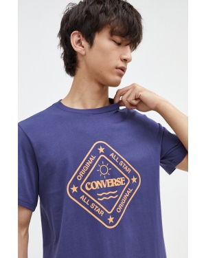 Converse t-shirt bawełniany męski kolor granatowy z nadrukiem
