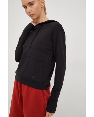 Helly Hansen bluza sportowa damska kolor czarny z kapturem gładka Lifa Tech 48530