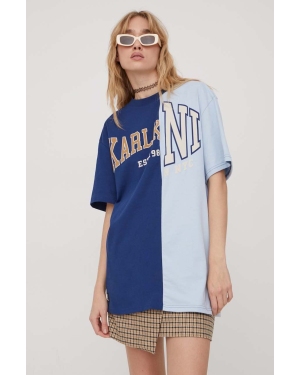 Karl Kani t-shirt bawełniany kolor niebieski wzorzysty