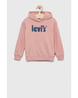 Levi's bluza dziecięca kolor różowy z kapturem z nadrukiem